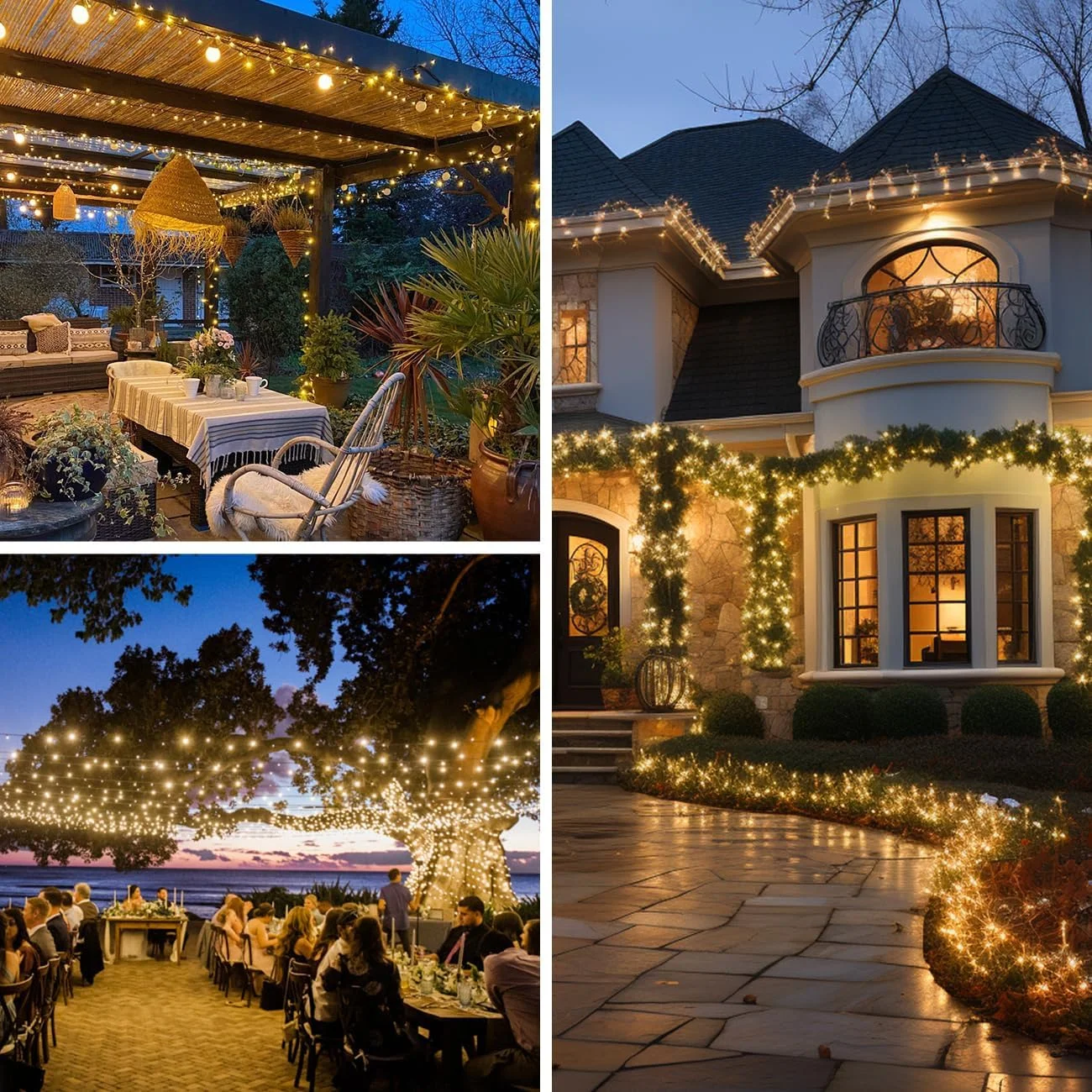 3 x Luci Solari Bianco Caldo da Esterno 10m