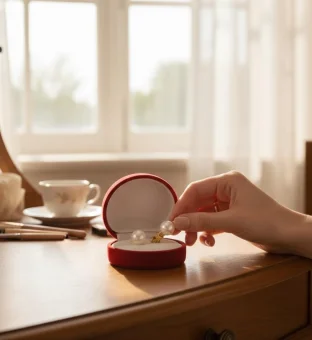 Orecchini Eleganti in Acciaio Inox con Perla e Brillante Sintetico