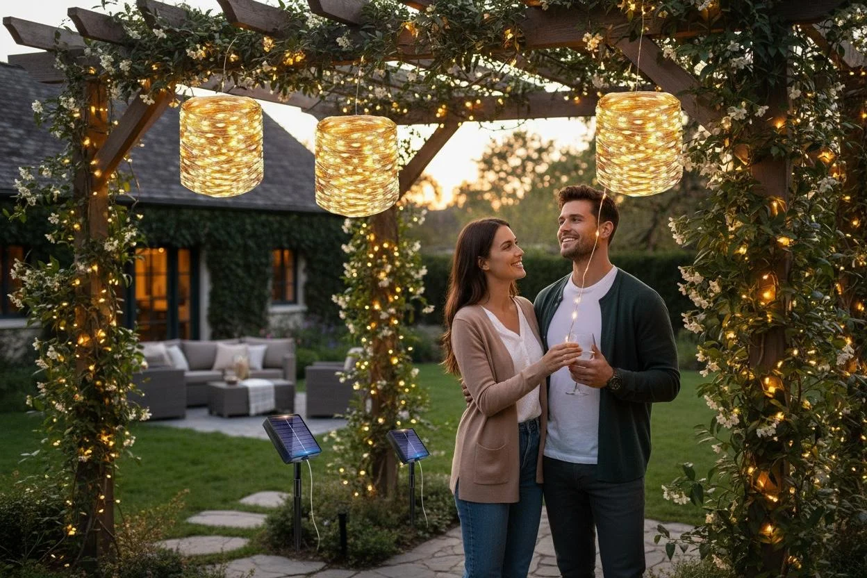 3 x Luci Solari Bianco Caldo da Esterno 10m