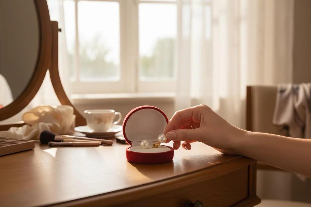 Orecchini Eleganti in Acciaio Inox con Perla e Brillante Sintetico