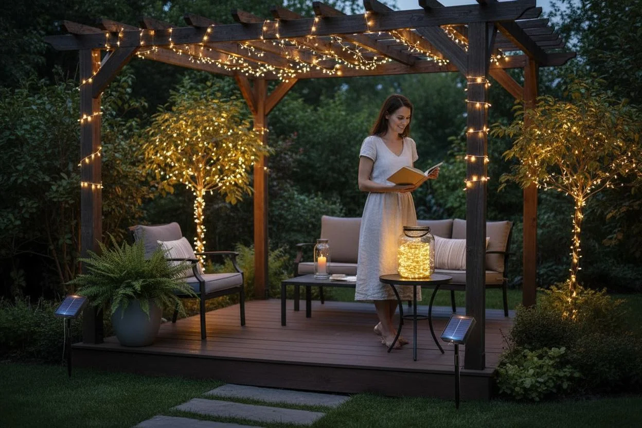 3 x Luci Solari Bianco Caldo da Esterno 10m