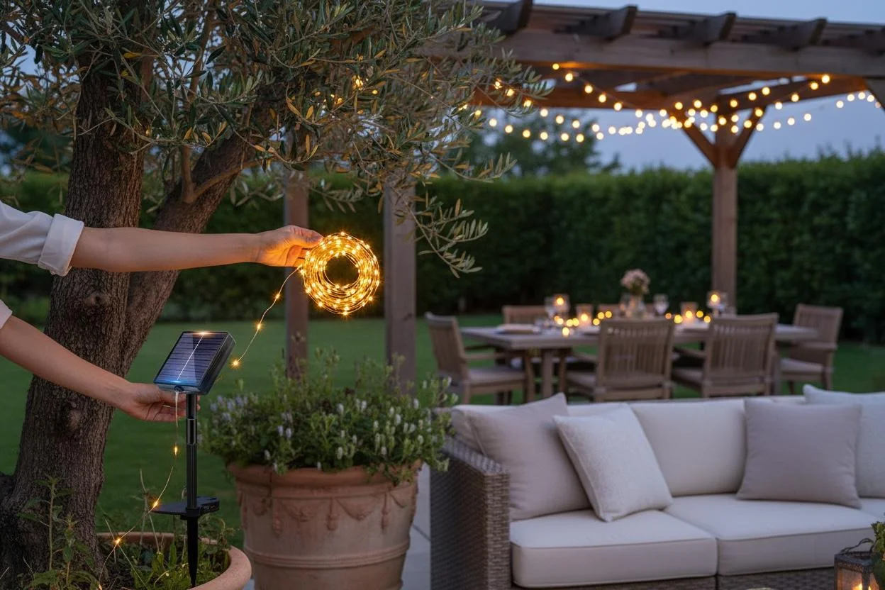 3 x Luci Solari Bianco Caldo da Esterno 10m