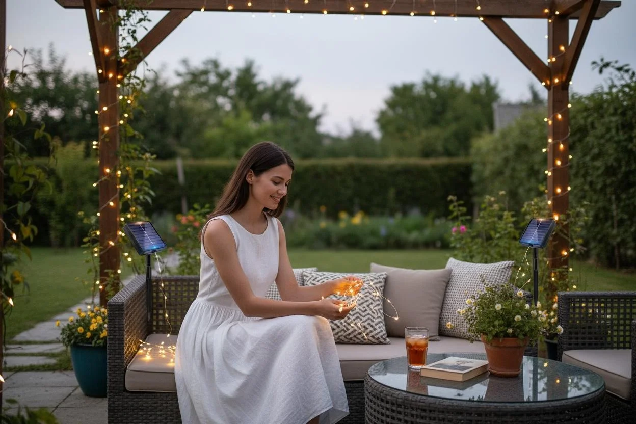 3 x Luci Solari Bianco Caldo da Esterno 10m